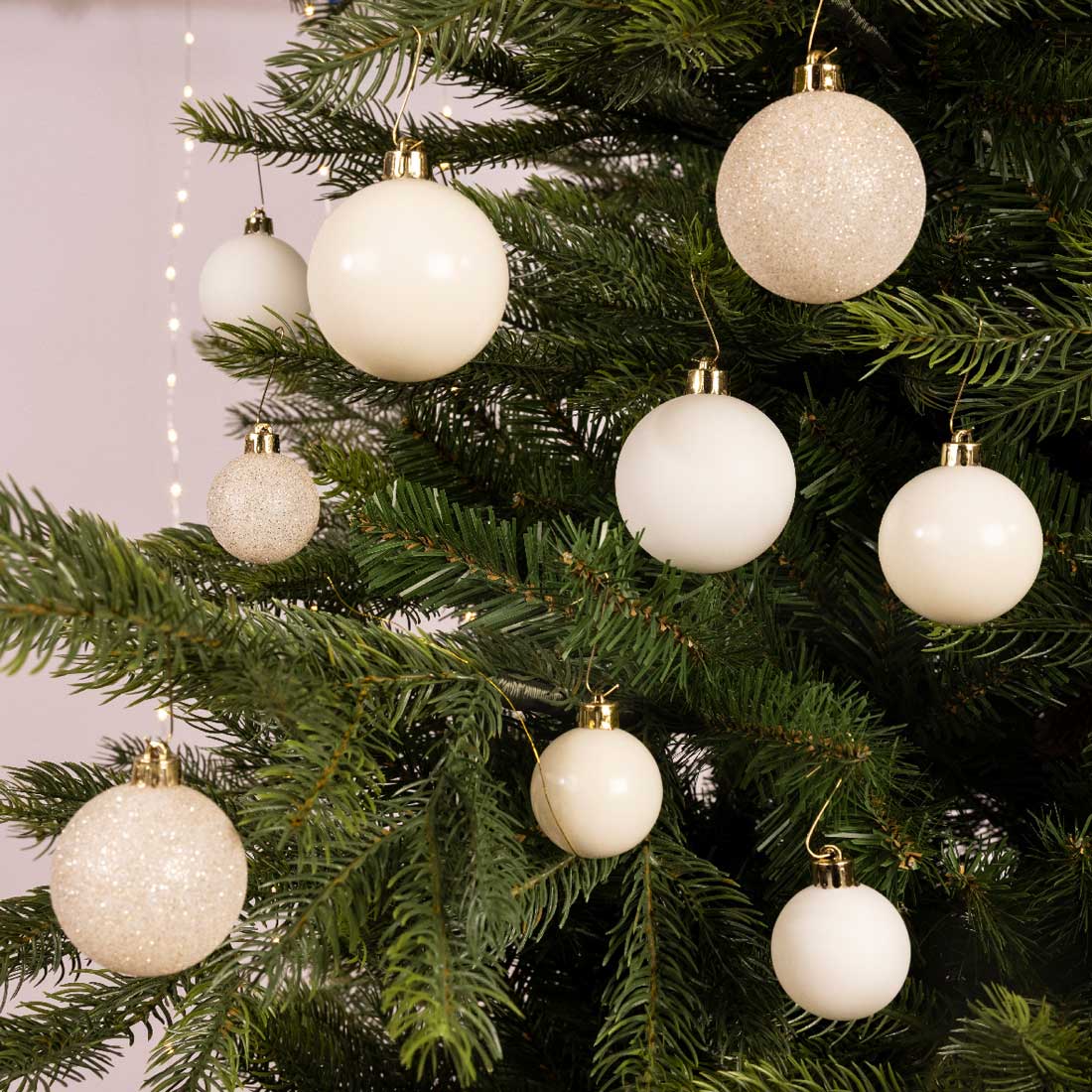 LS-LebenStil Weihnachtskugeln Woll-Weiß 30er Set 4-6cm