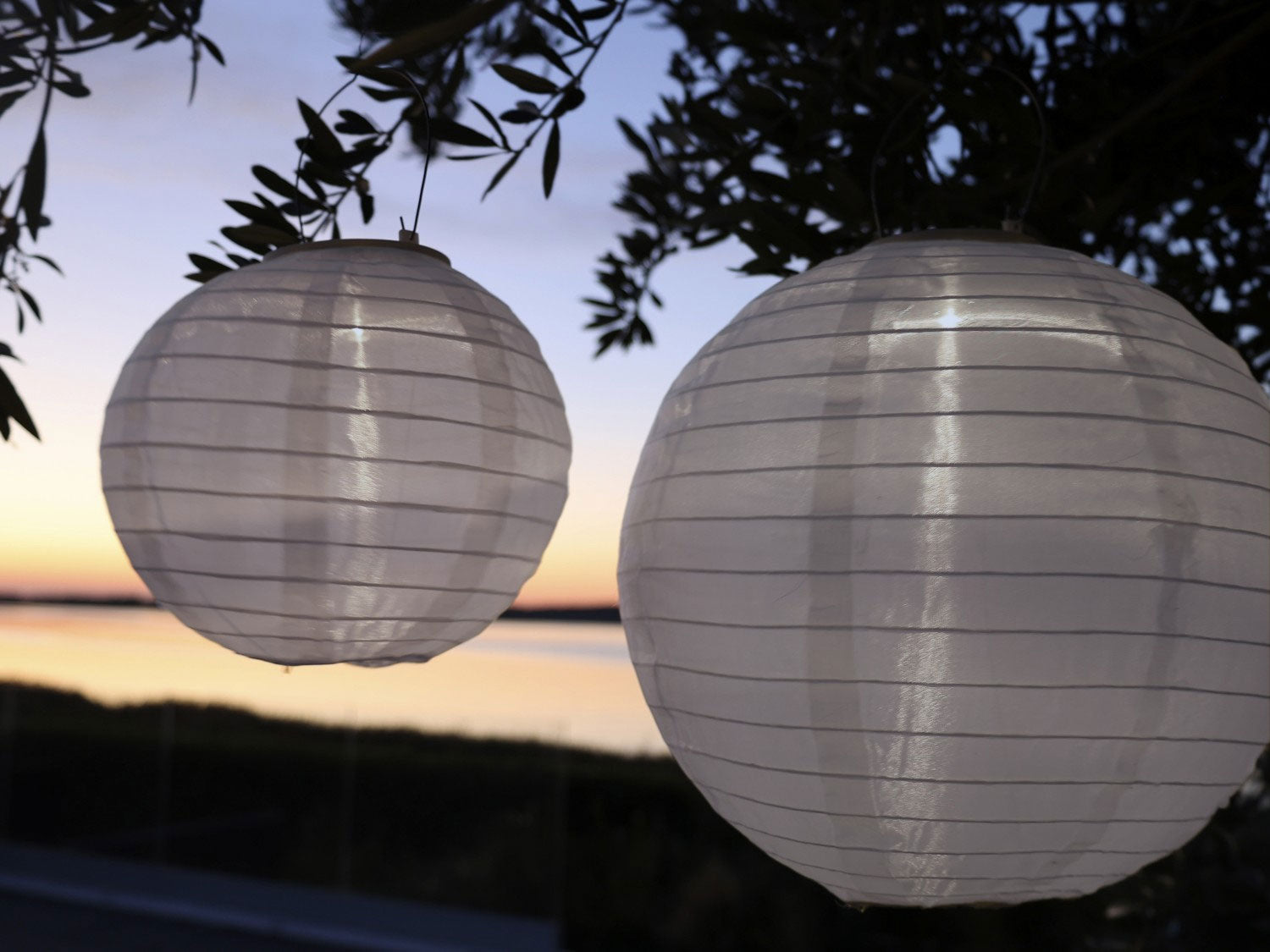 LS-LebenStil Garten Solar Lampion Weiß 30 cm Nylon