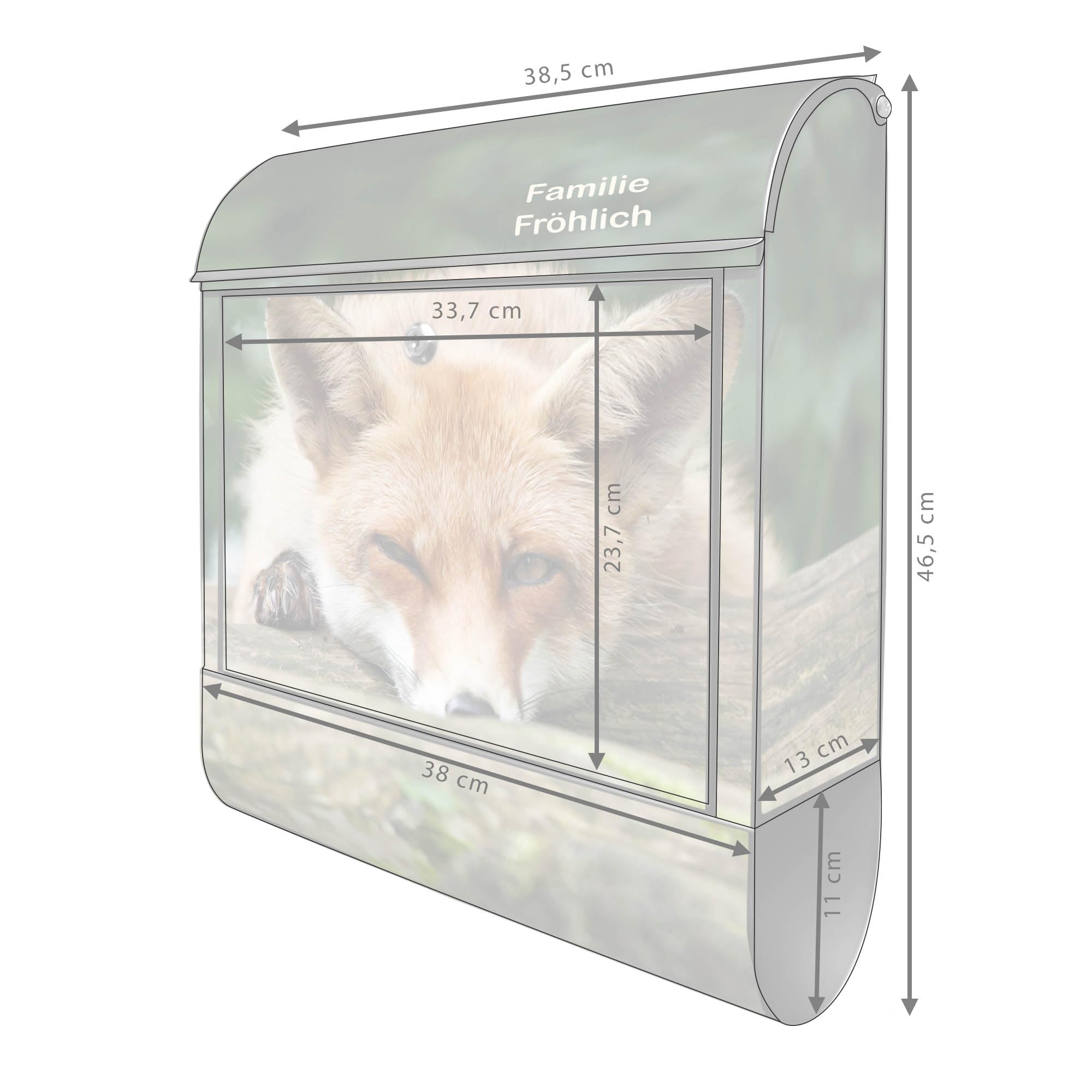 Banjado Briefkasten Fuchs Relax Postkasten schwarz mit Name A4