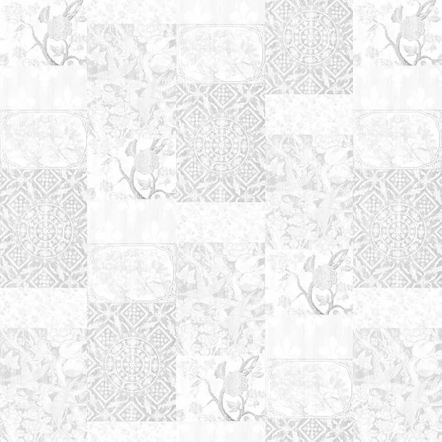 Mineheart Almost White Tapete Patchwork Weiß Panel-A