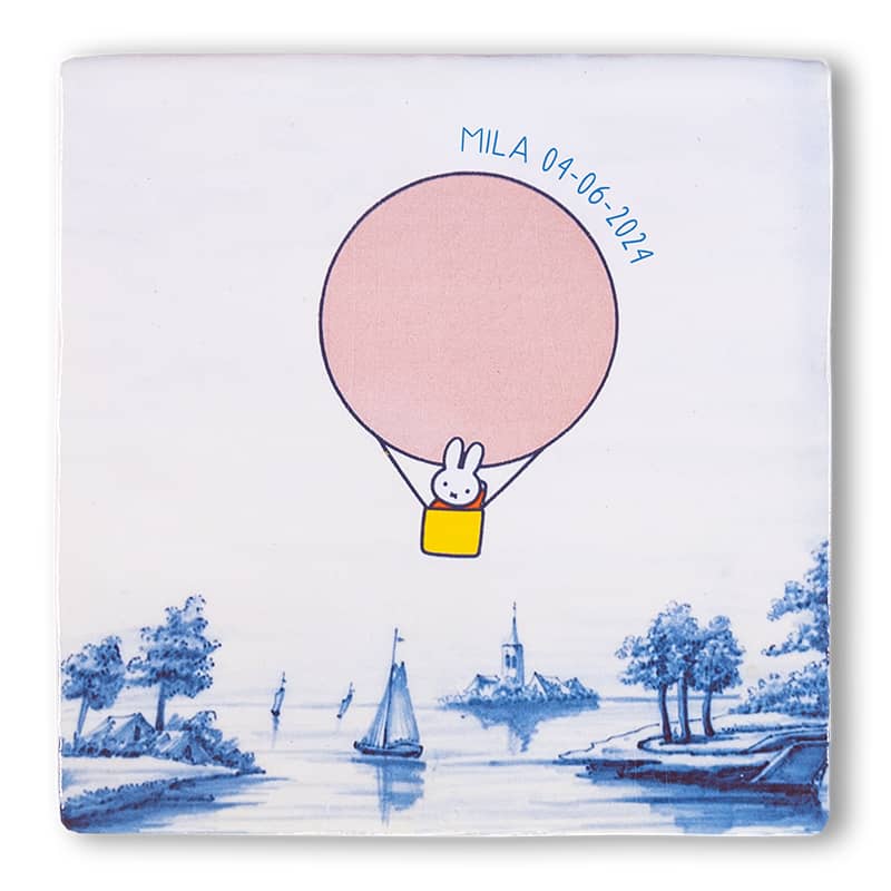StoryTiles Delft Blue Avontuurlijke Nijntje Fliese S 10x10 cm Ballon