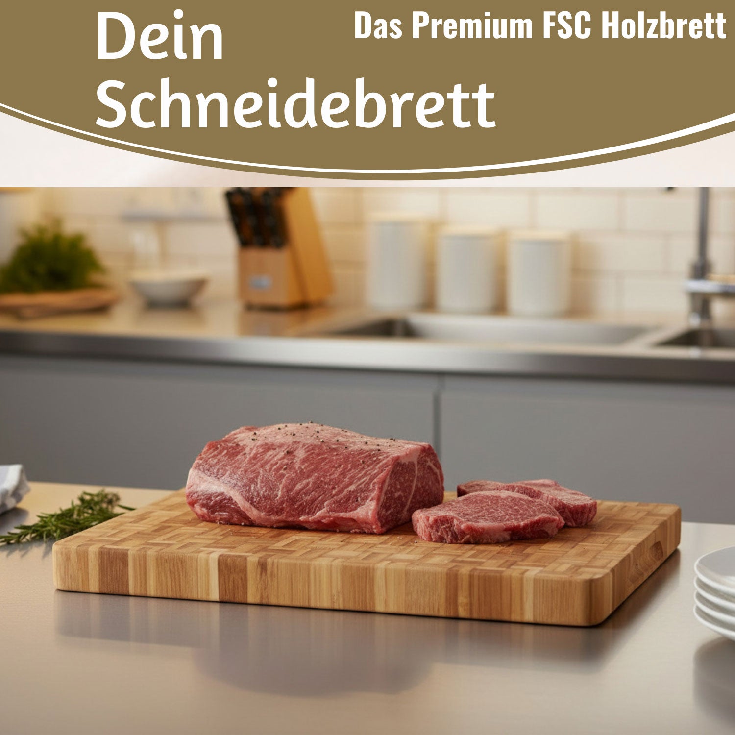 LS-LebenStil Profi Schneidebrett Stirnholz Bambus 36cm XL