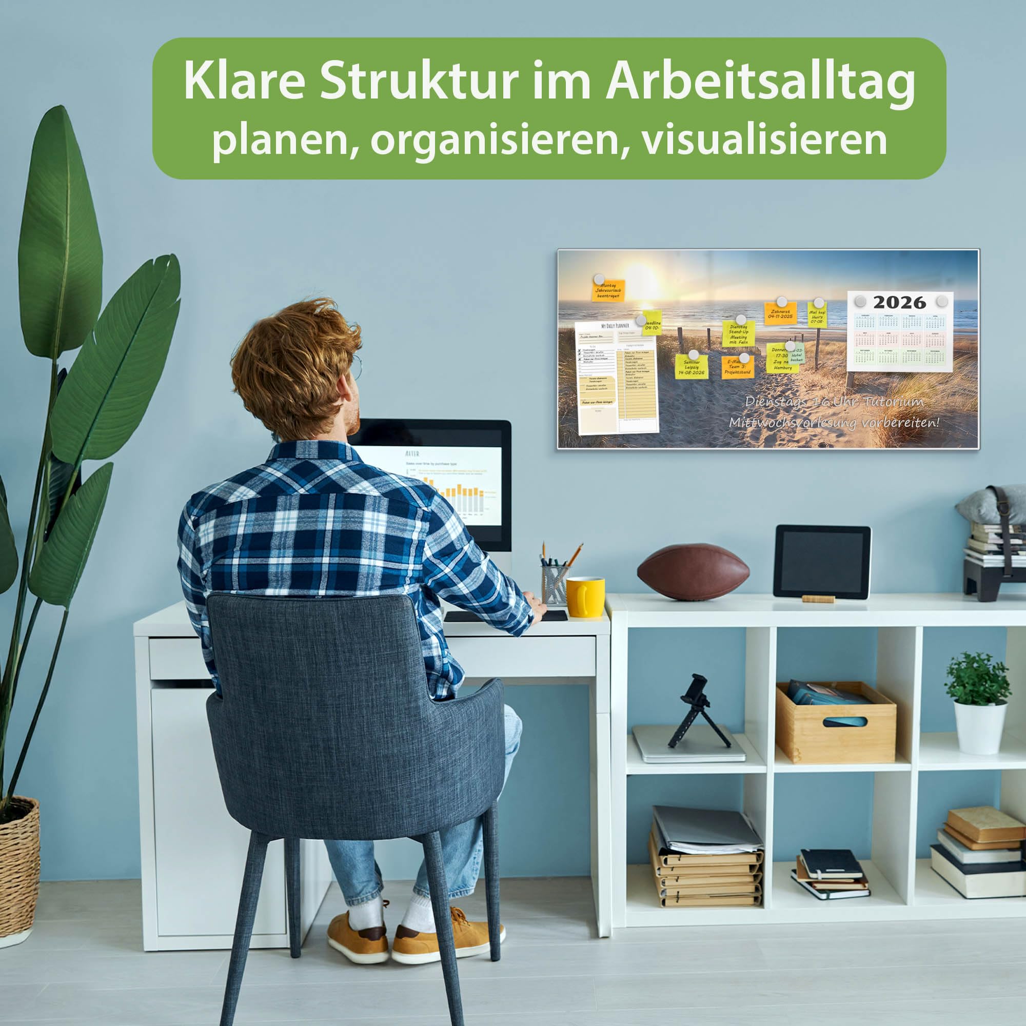 Banjado Magnettafel Nordseestrand Pinnwand 78x37 cm Weiß