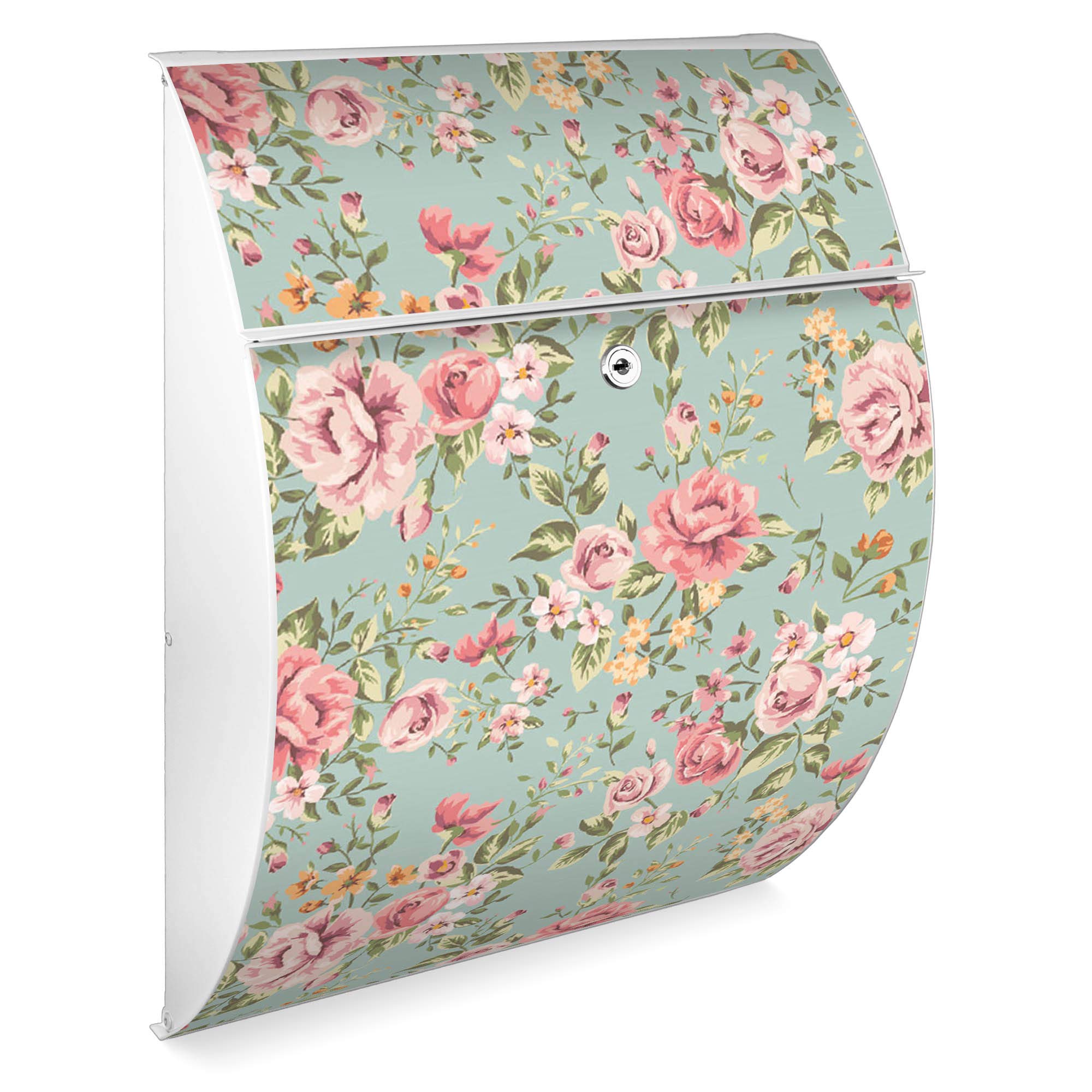 Banjado Briefkasten Riviera 46x33,5x13cm Altrosa Blume Anthrazit