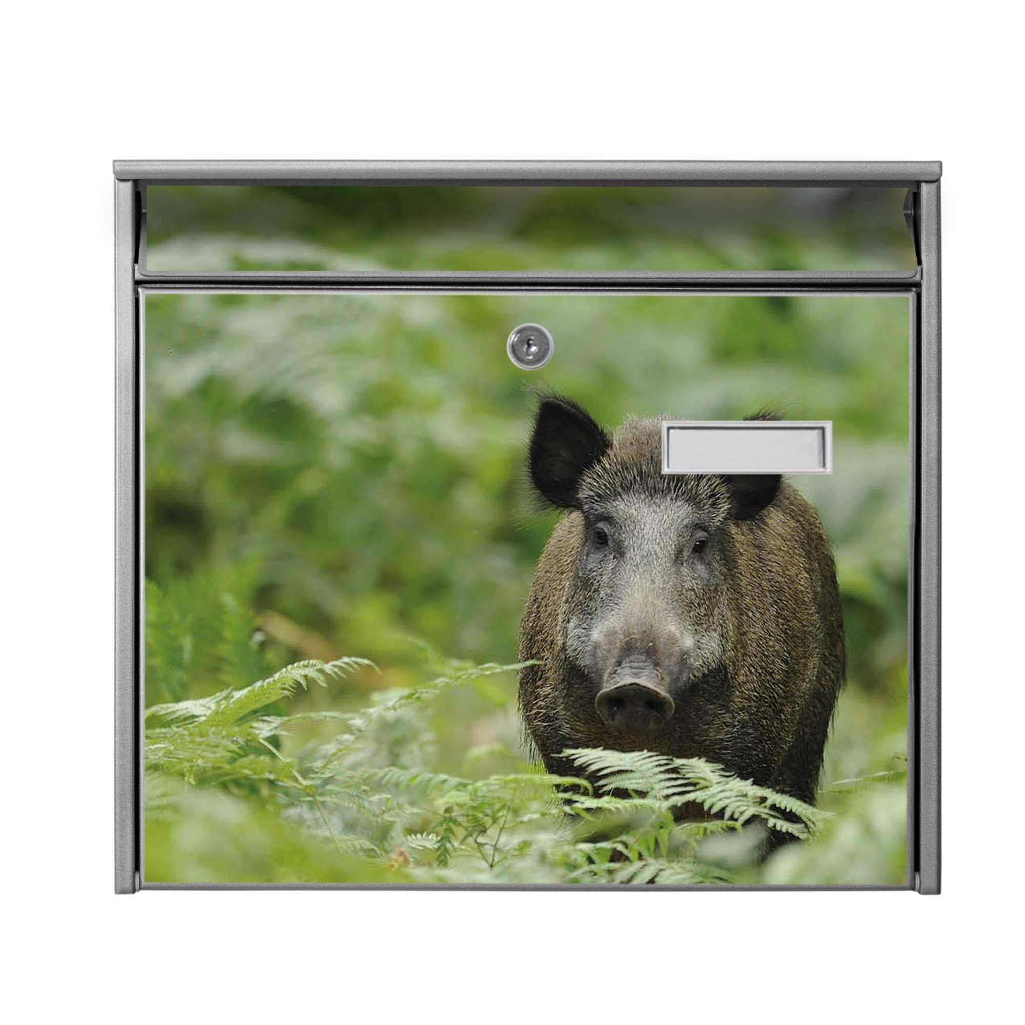 Banjado Briefkasten Wildschwein Silbergrau A4 ohne Zeitungsfach
