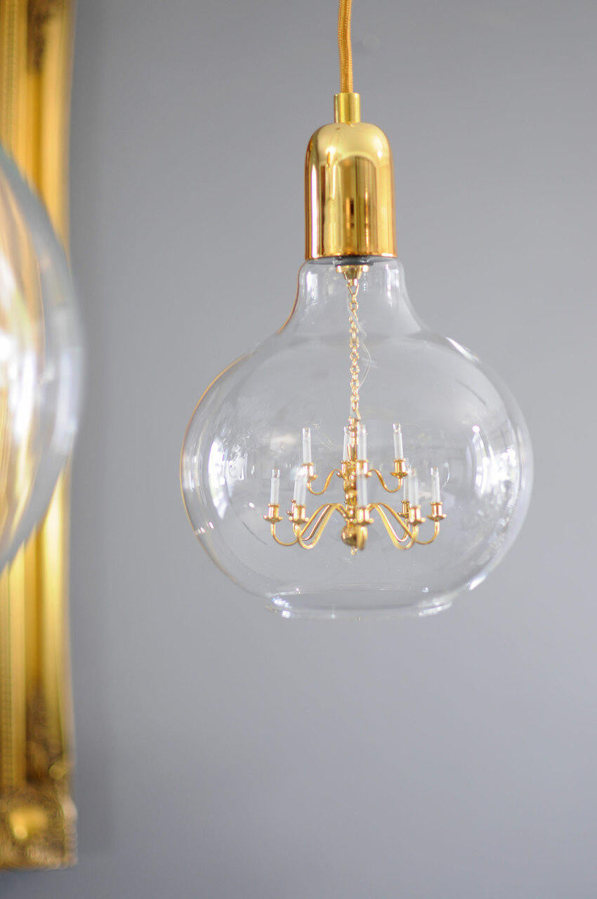 Mineheart King Edison Pendelleuchte Gold Glas