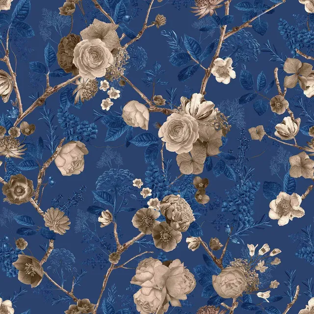 Mineheart Floral Spring Tapete Sepia Navy A3 Muster