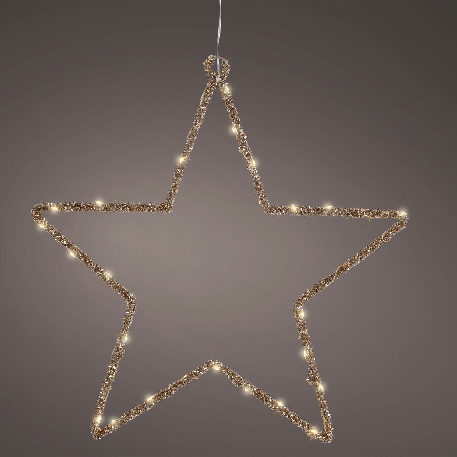 LS-LebenStil Möbel Leuchtstern Gold 38cm 2er LED Timer