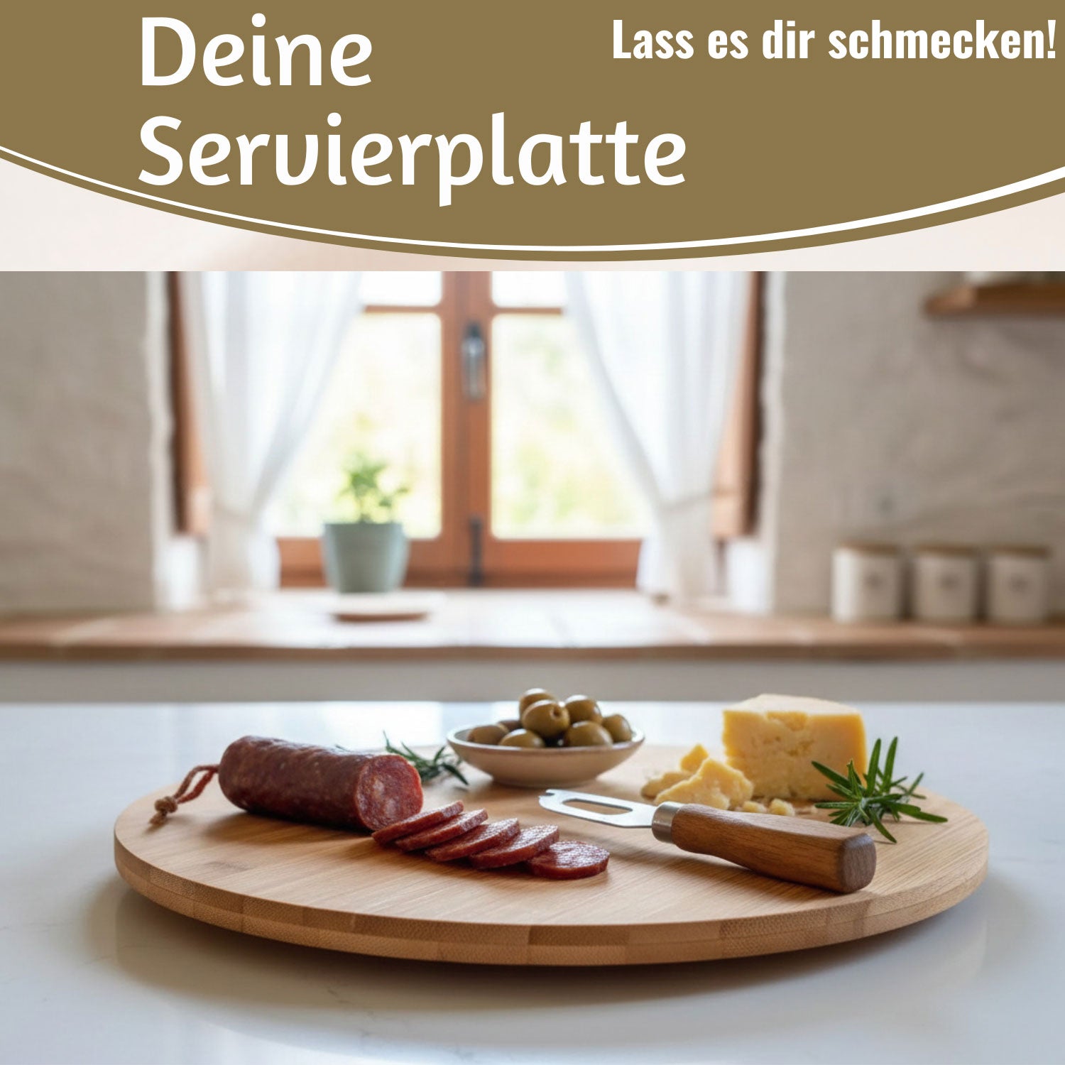 LS-LebenStil Küche Drehteller Bambus 35cm Rund Drehbar