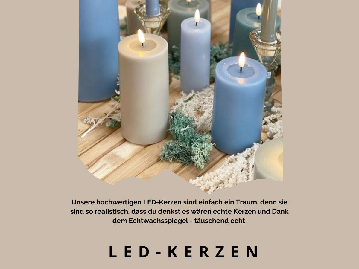 LS-LebenStil Real Flame LED Stumpenkerze schwarz 10 cm Echtwachs