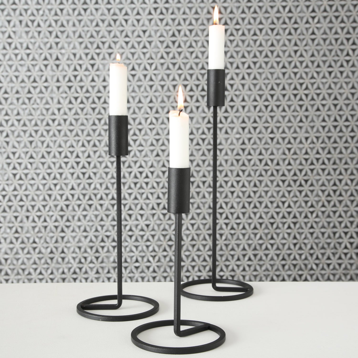 LS-LebenStil Vintage Kerzenständer 3er Schwarz Metall