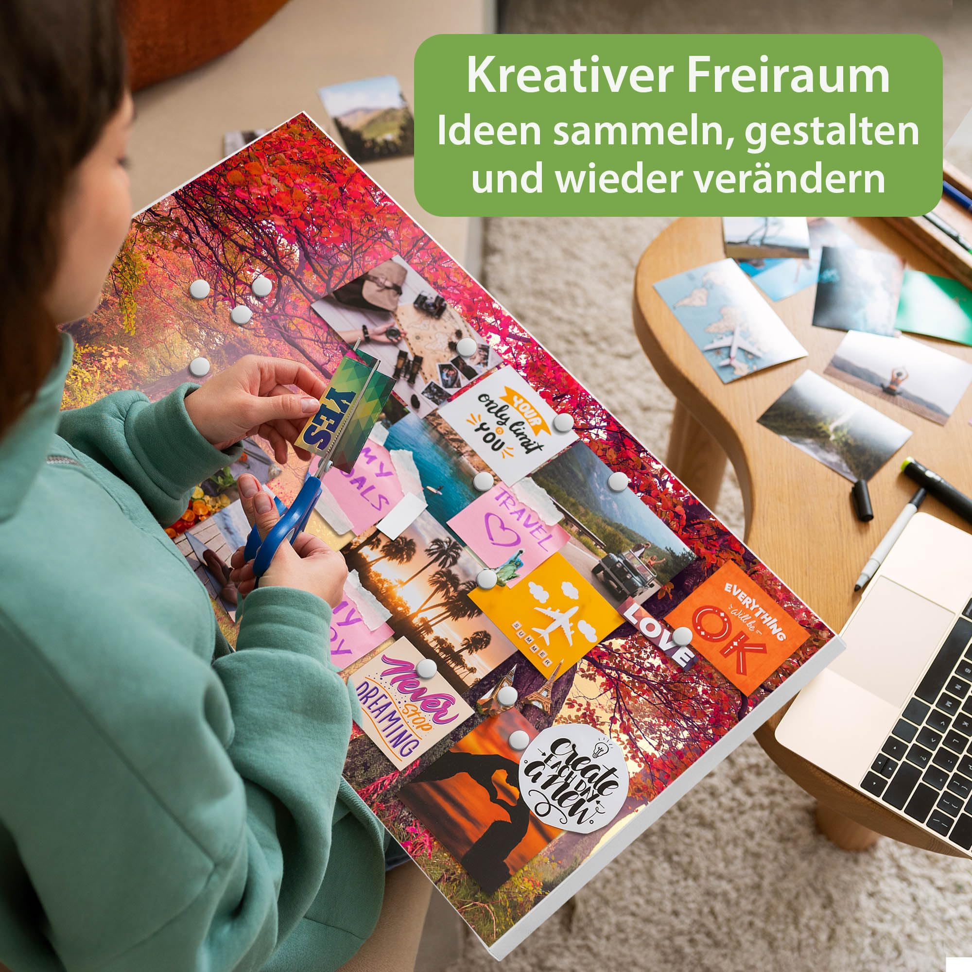 Banjado Magnettafel Lichtung im Herbst Pinnwand 78x37cm weiß