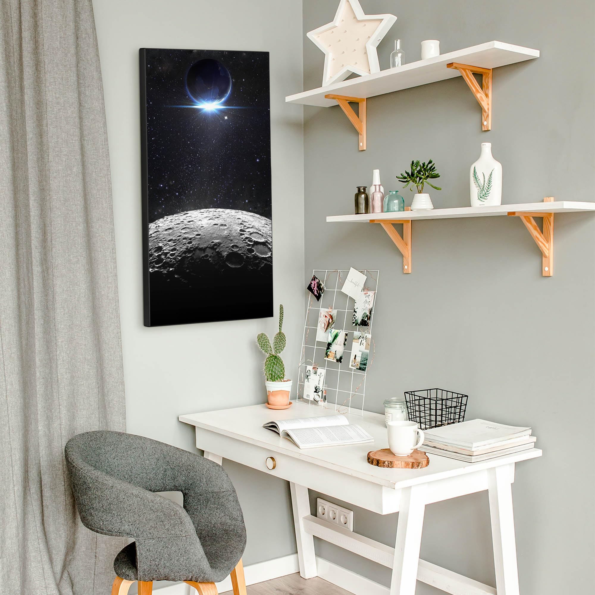 Banjado Magnettafel Mondlandschaft Metall 37x78 weiß Magneten
