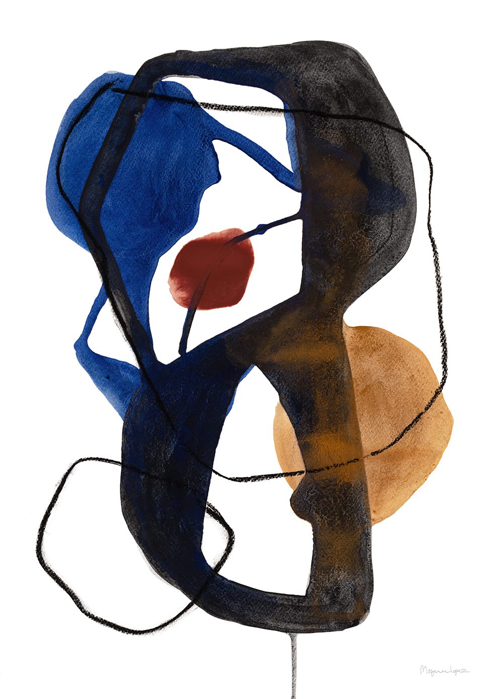 The Poster Club Link Kunstdruck A4 abstrakt Beige-Blau