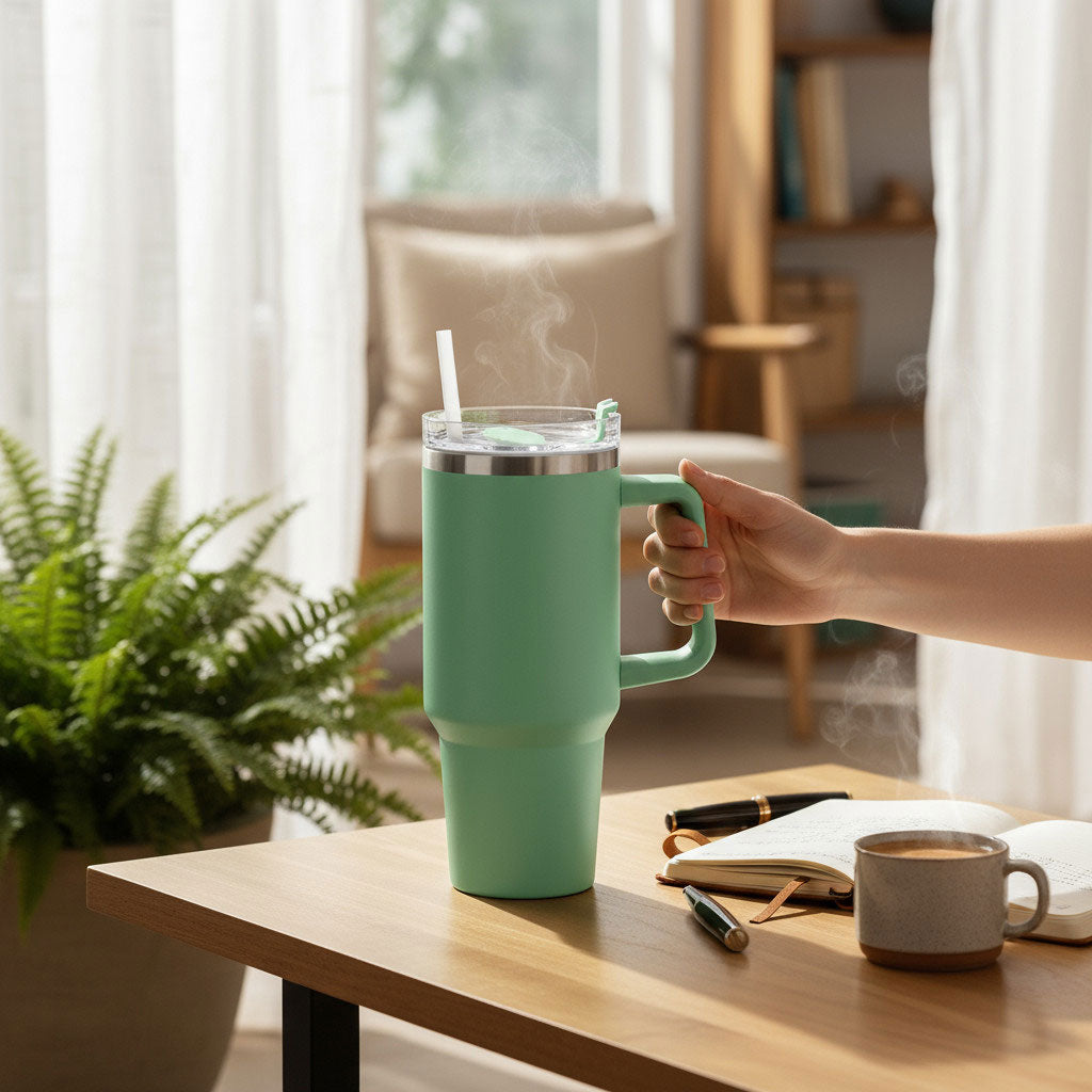 LS-LebenStil Küche & Haushalt Thermobecher Grün 1200ml mit Griff