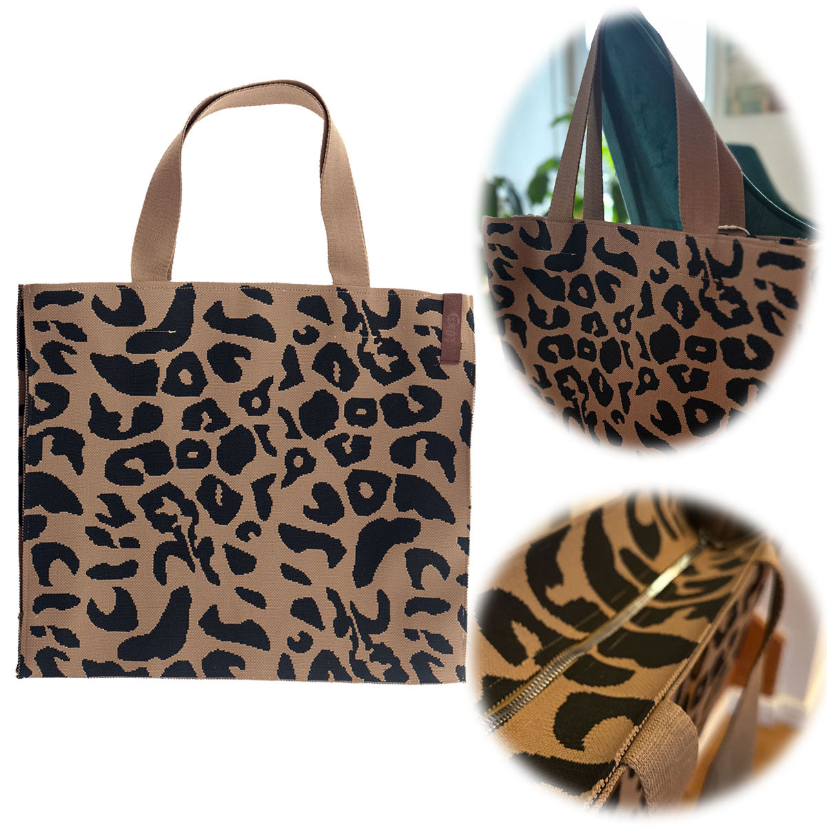 LS-LebenStil Palma Leo Shopper 35x45cm Reißverschluss
