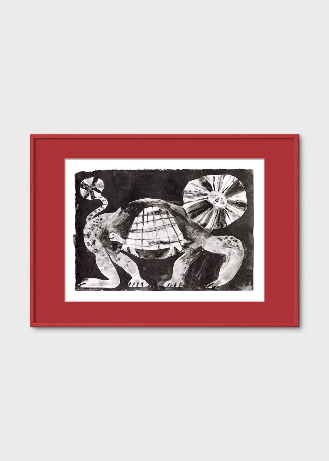 The Poster Club Turtle and Lion Kunstdruck A4 s/w