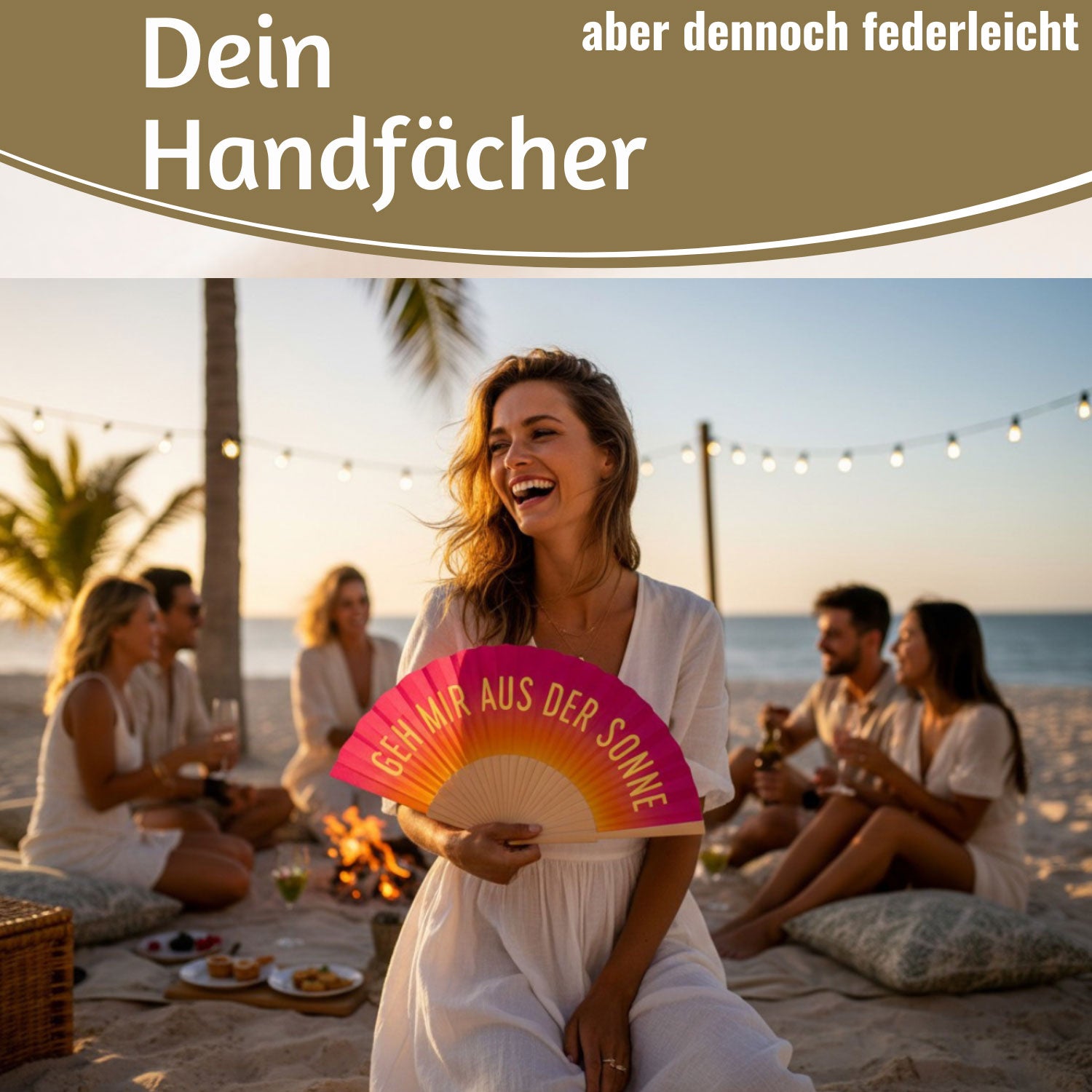 LS-LebenStil Handfächer Holz Pink 42cm faltbar