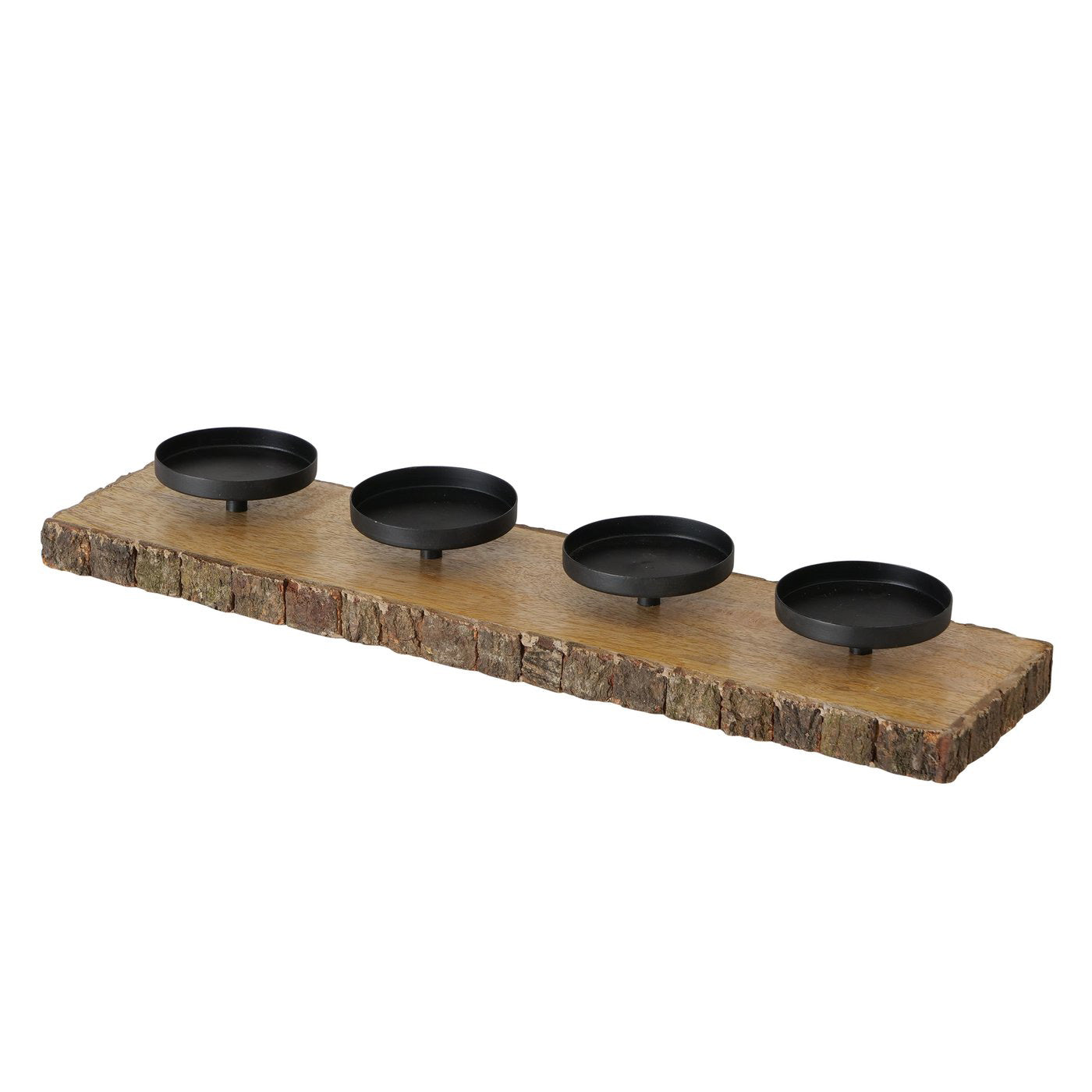 LS-LebenStil Kerzenschale Holz Braun 4-fach 46cm ohne Dorn