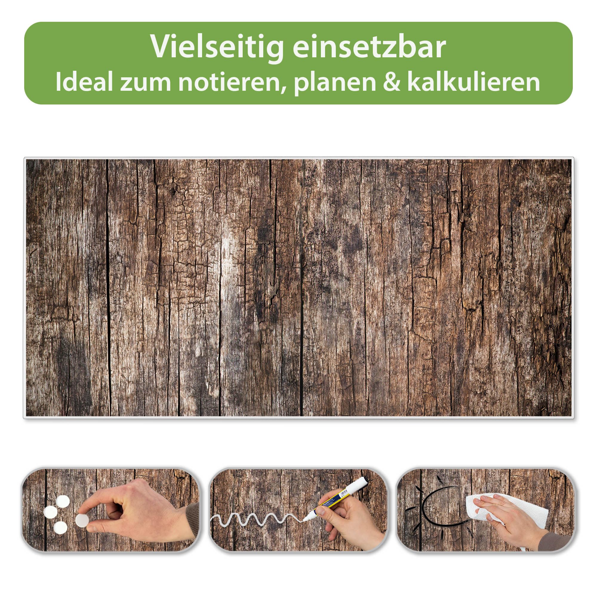 Banjado Magnettafel Altes Holz Magnetwand 78x37cm weiß beschreibbar