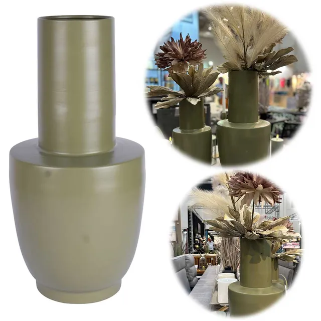 LS-LebenStil Odense Bodenvase 55cm Oliv Grün Alu