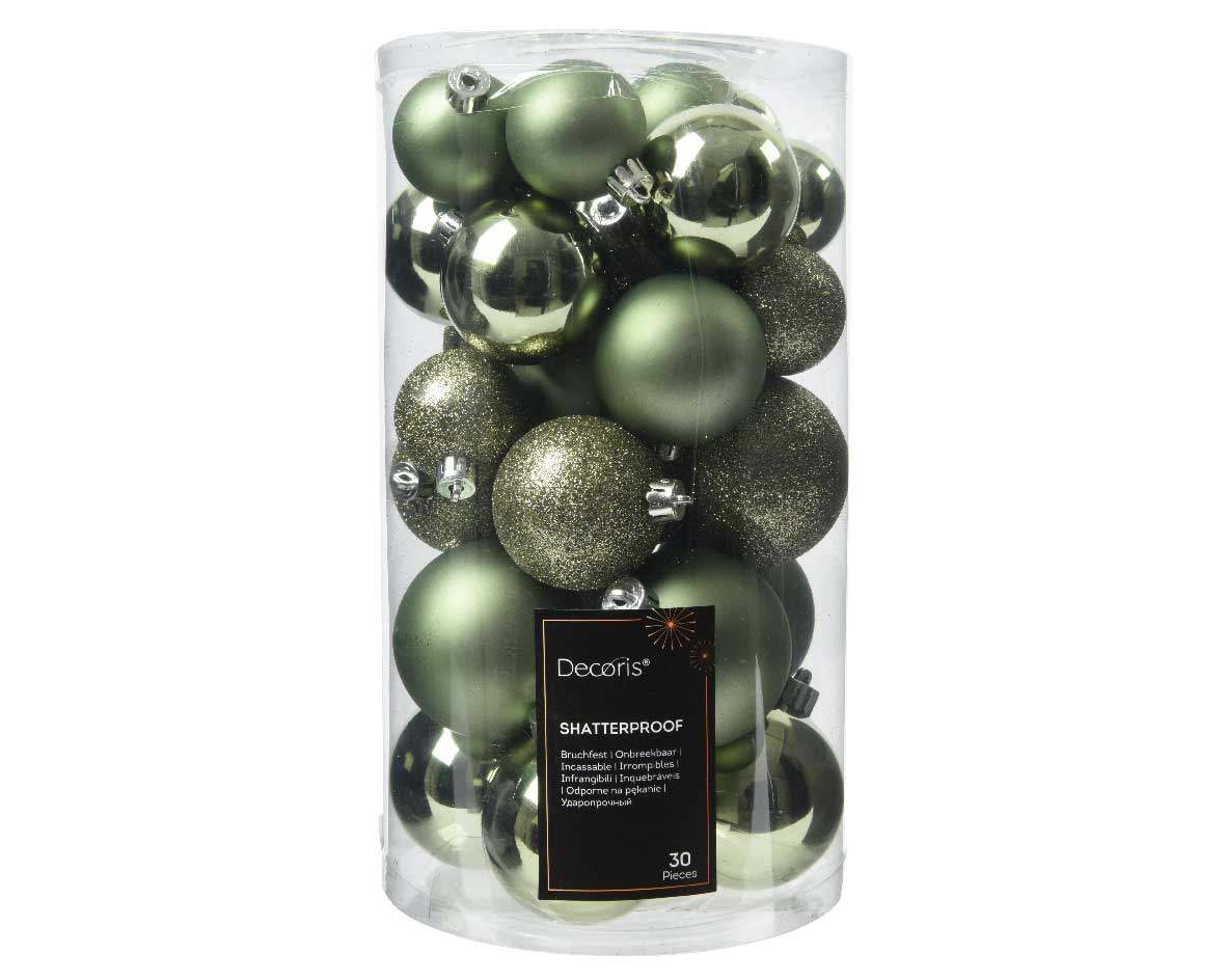 LS-LebenStil Möbel & Wohnen Weihnachtskugel 30er Rosmarin Grün bruchsicher
