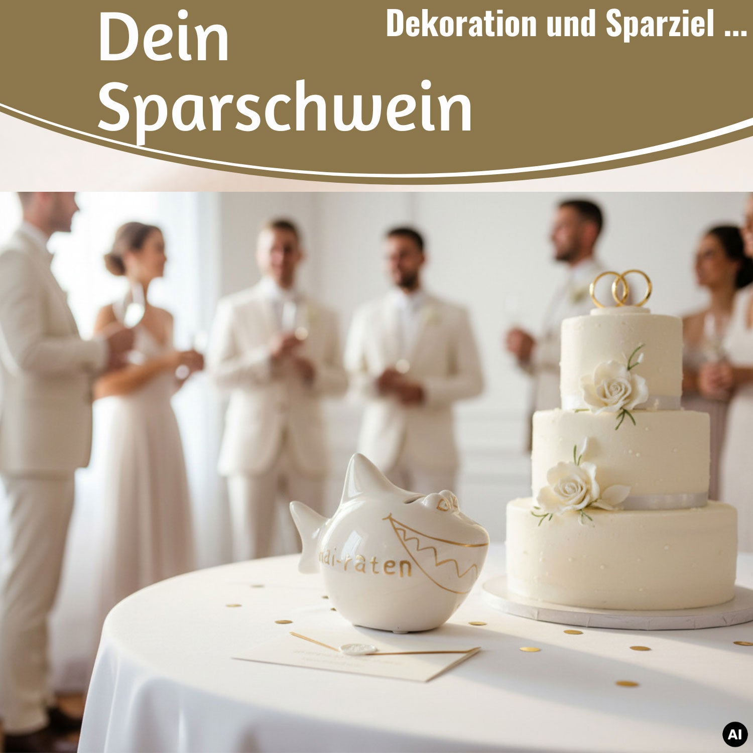 LS-LebenStil Möbel & Wohnen Hai-Raten Sparschwein Weiß Gold Keramik