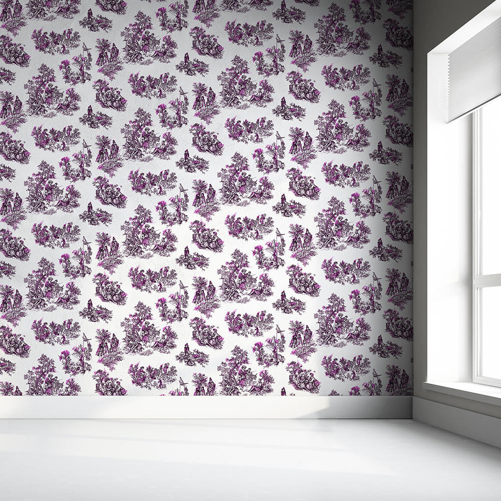 Mineheart Once Upon Our Time Tapete Weiß Rosa A3 Muster Toile