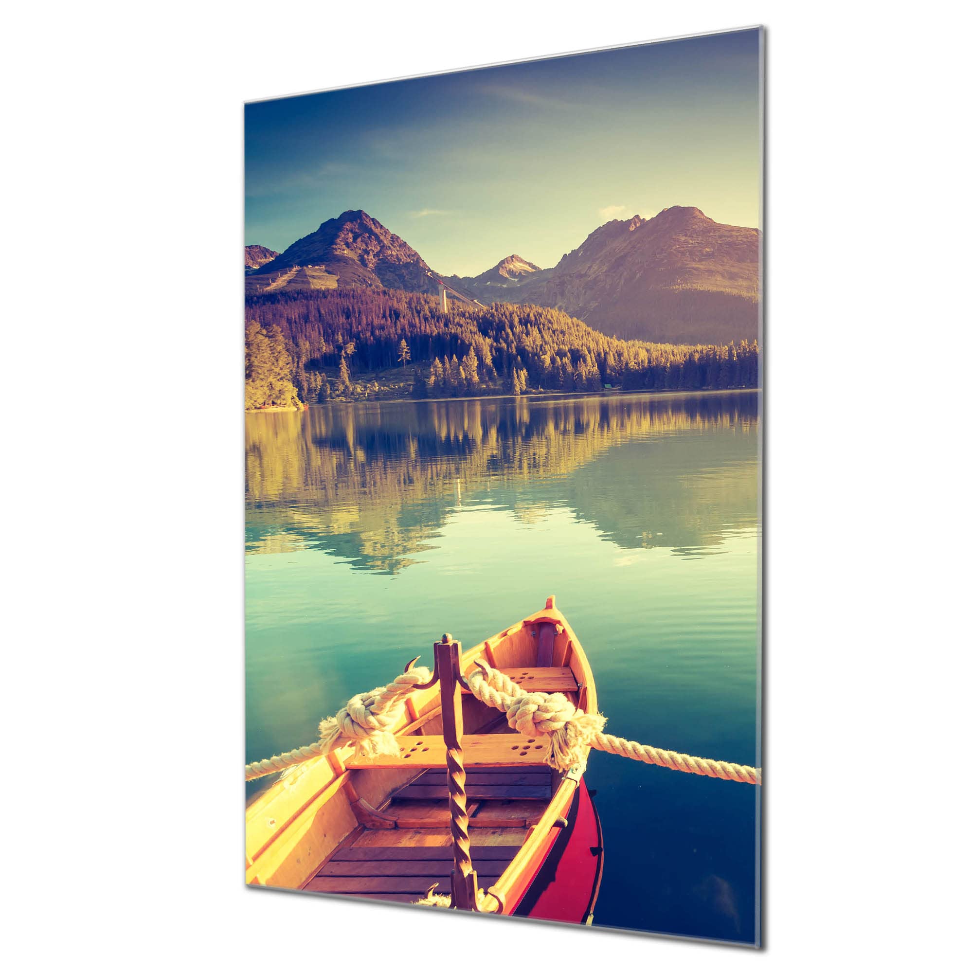 Banjado Magnettafel Glas 60x40 Bergsee Alpen beschreibbar