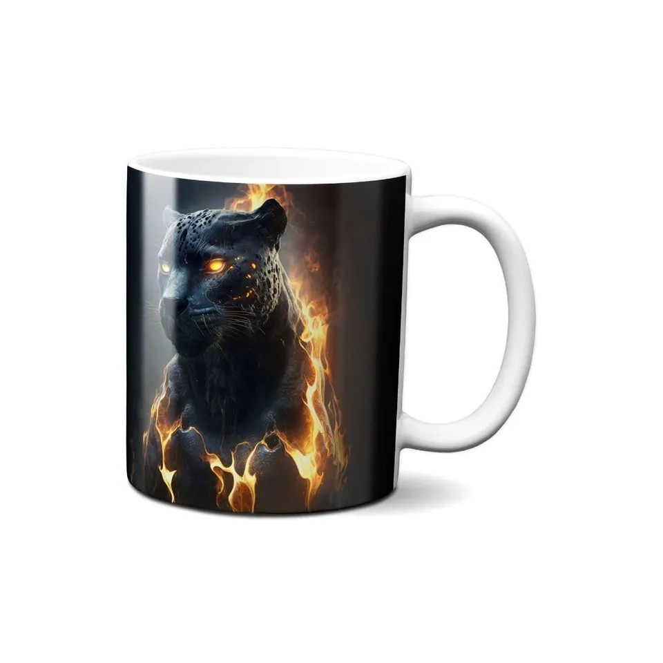 Hustling Sharks Wandbilder Feuriger Panther Tasse 330ml weiß Keramik