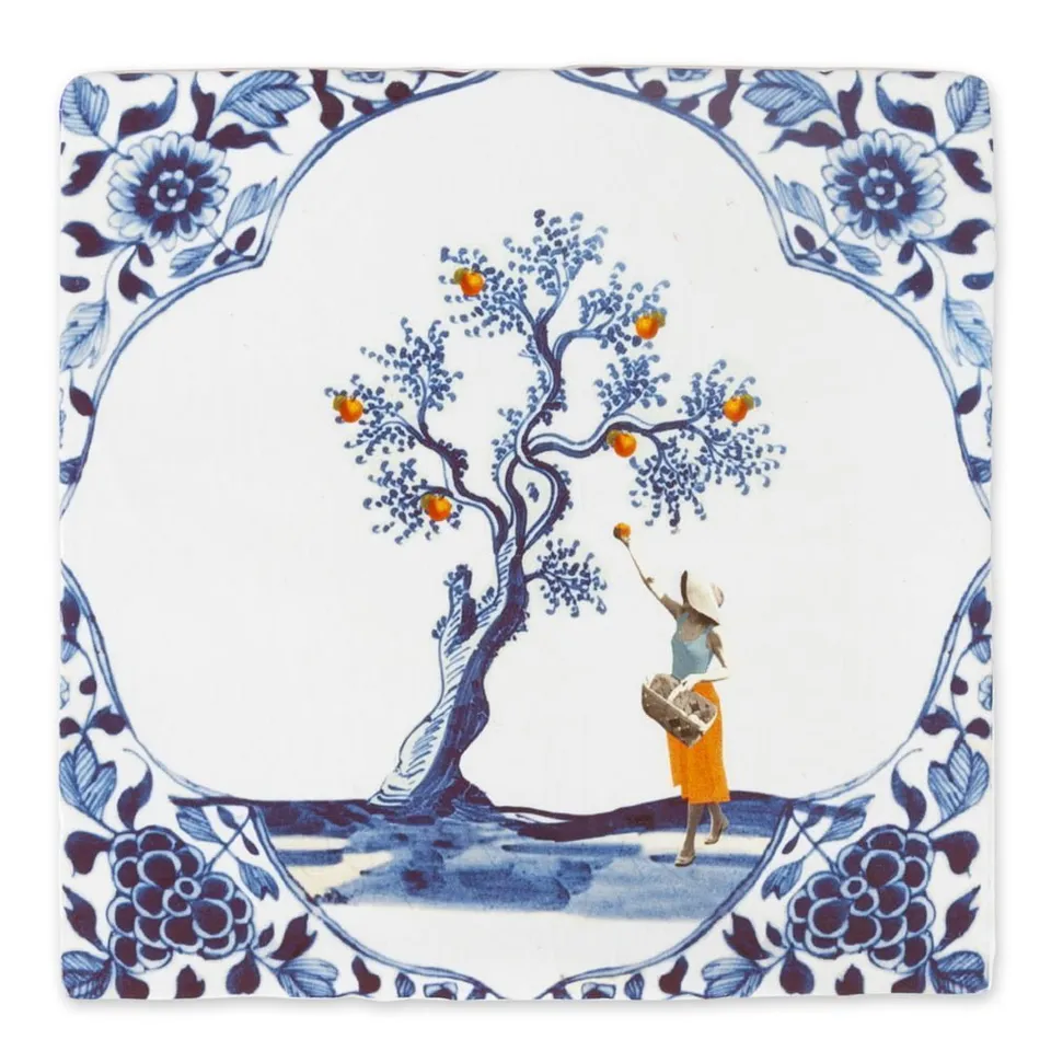 Storytiles Delft Blue Pluk de dag Wandfliese S 10x10 cm Apfel