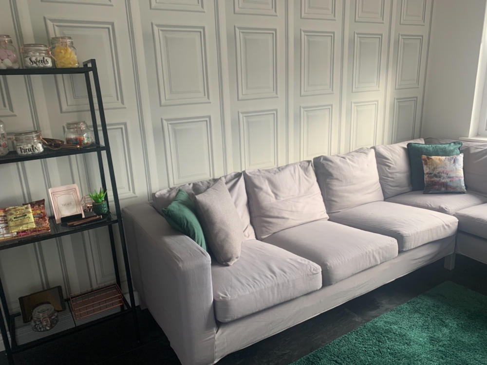 Mineheart Wallpaper White Panelling Tapete Rolle Hellgrau