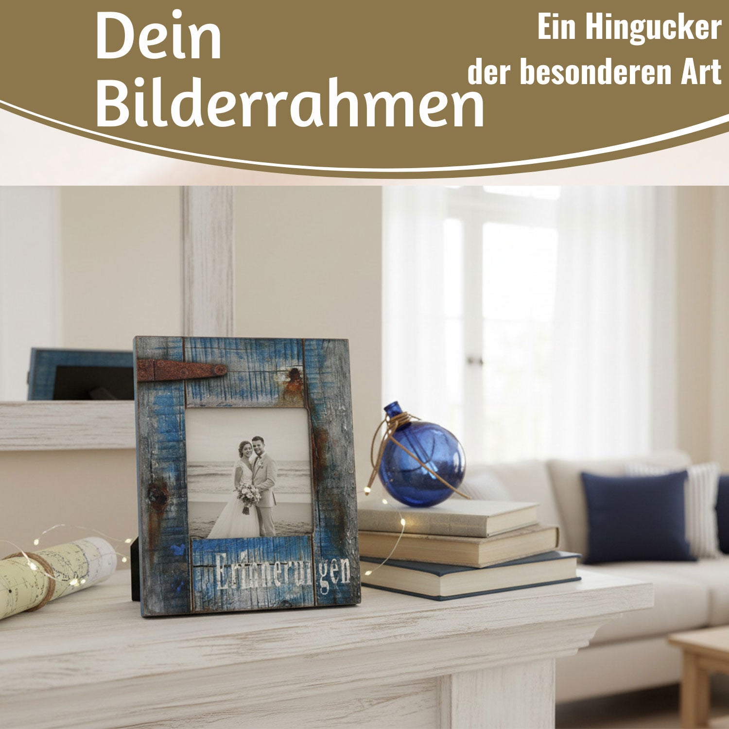 LS-LebenStil Küche Bilderrahmen Maritim Blau 17x14cm 9x9