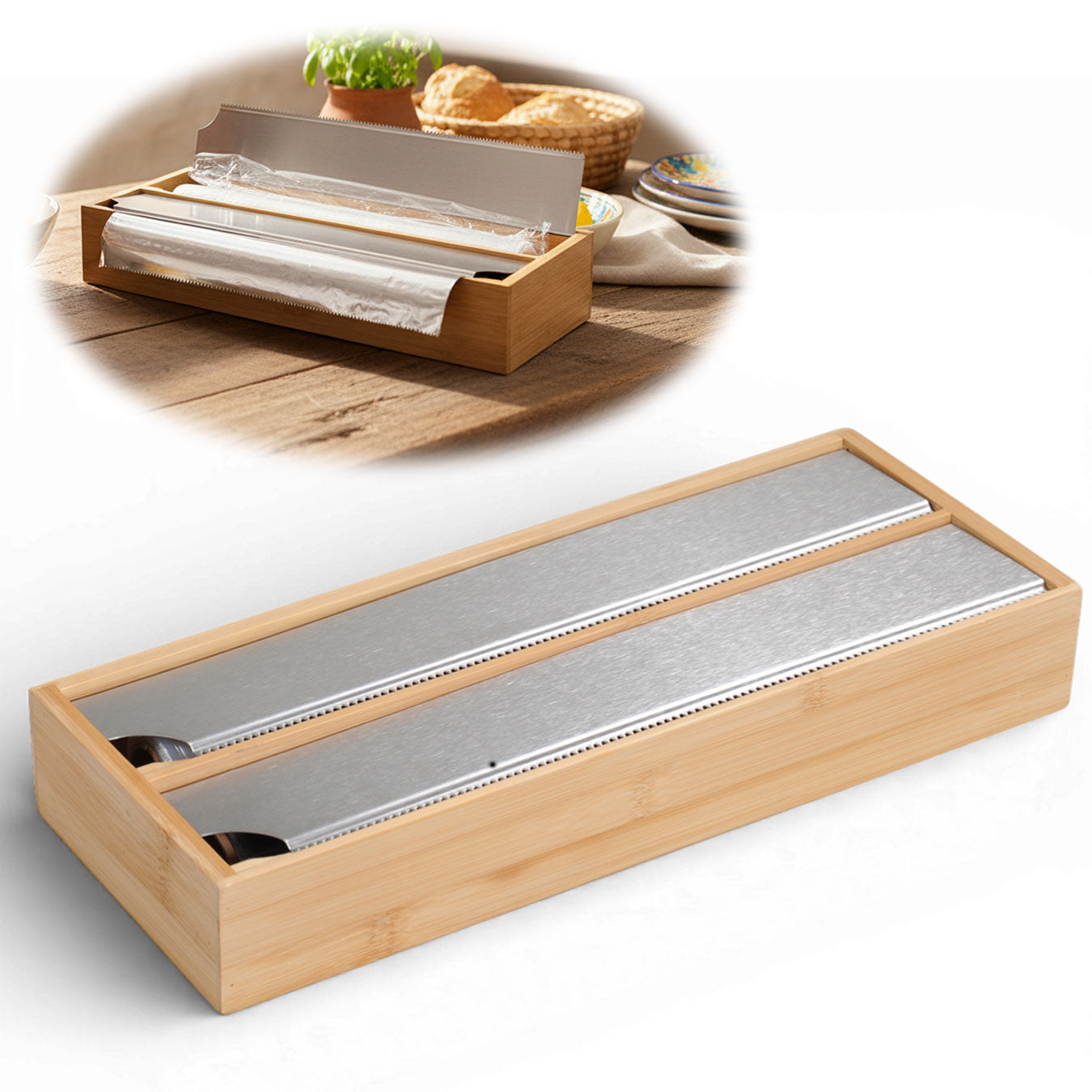 LS-LebenStil Folienspender Bambus 2-fach 35x13cm