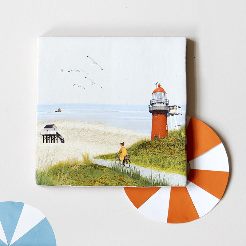 Storytiles Delft Blue Fietsend op Vlieland Fliese 20x20 cm