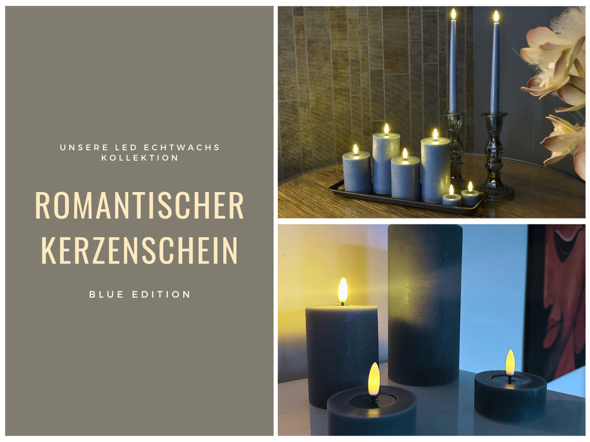 LS-LebenStil LED Teelichter Ribe Blau Echtwachs 2er 6,8cm