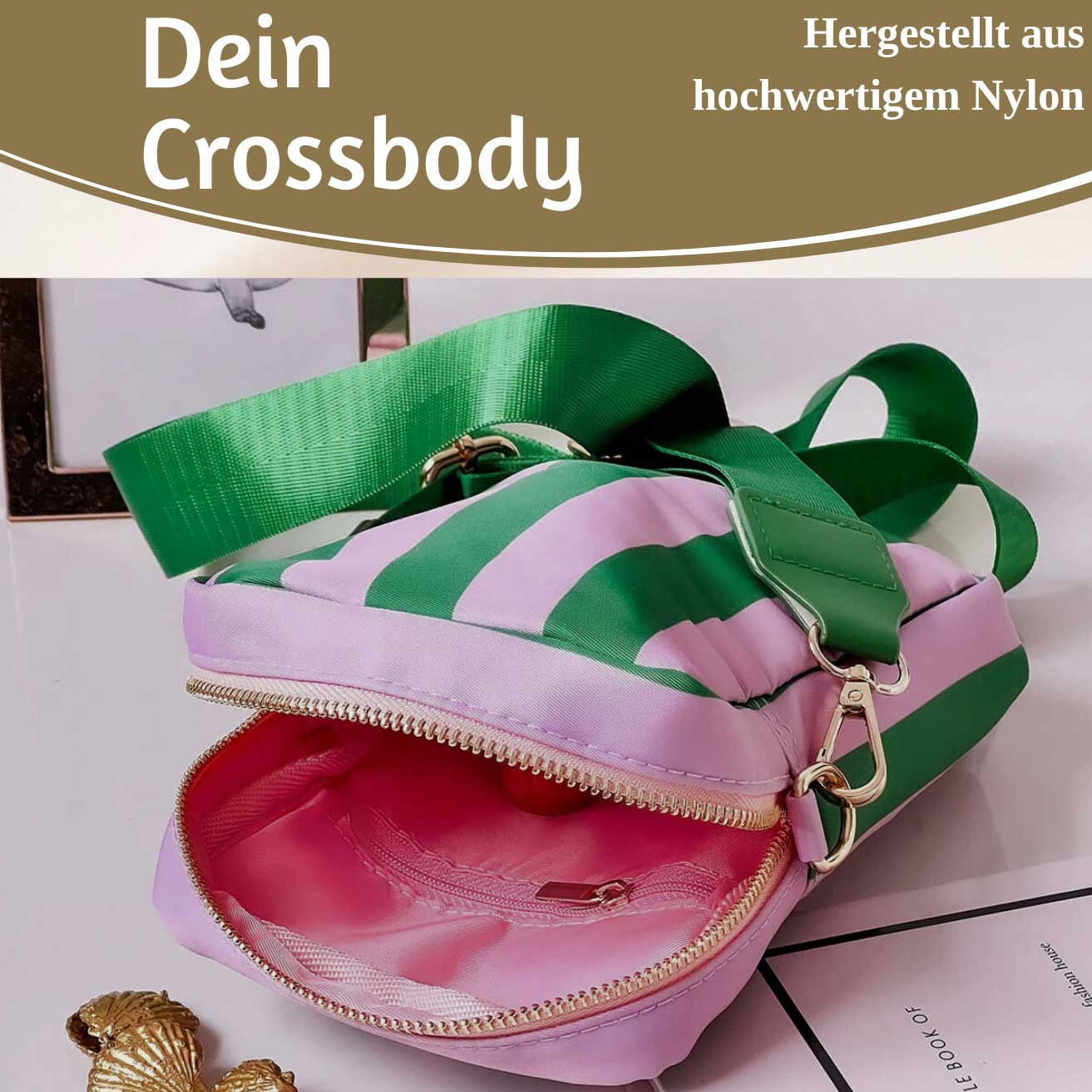 LS-LebenStil Mimi's Glow Ruby Handytasche Grün Violett Crossbody