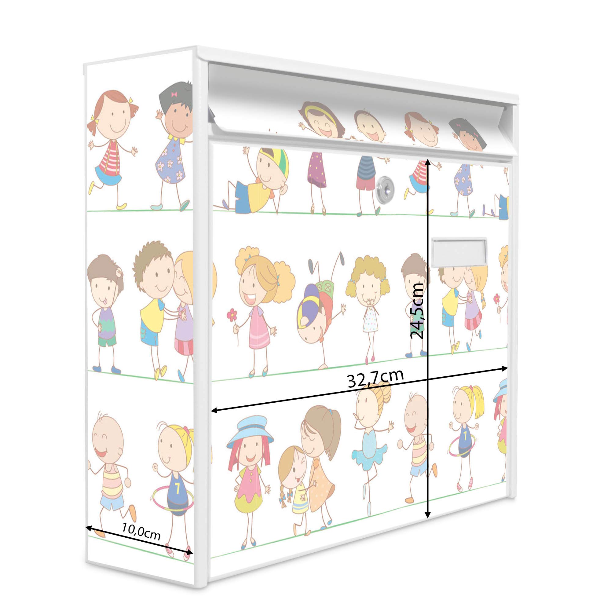 Banjado Briefkasten Kinder Weiss A4 32x36cm mit Namensschild