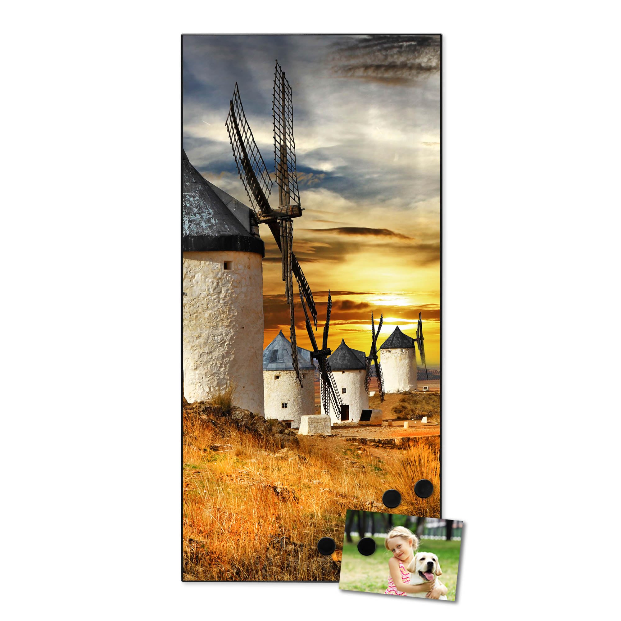 Banjado Magnettafel Spanische Windmühlen Pinnwand 37x78cm
