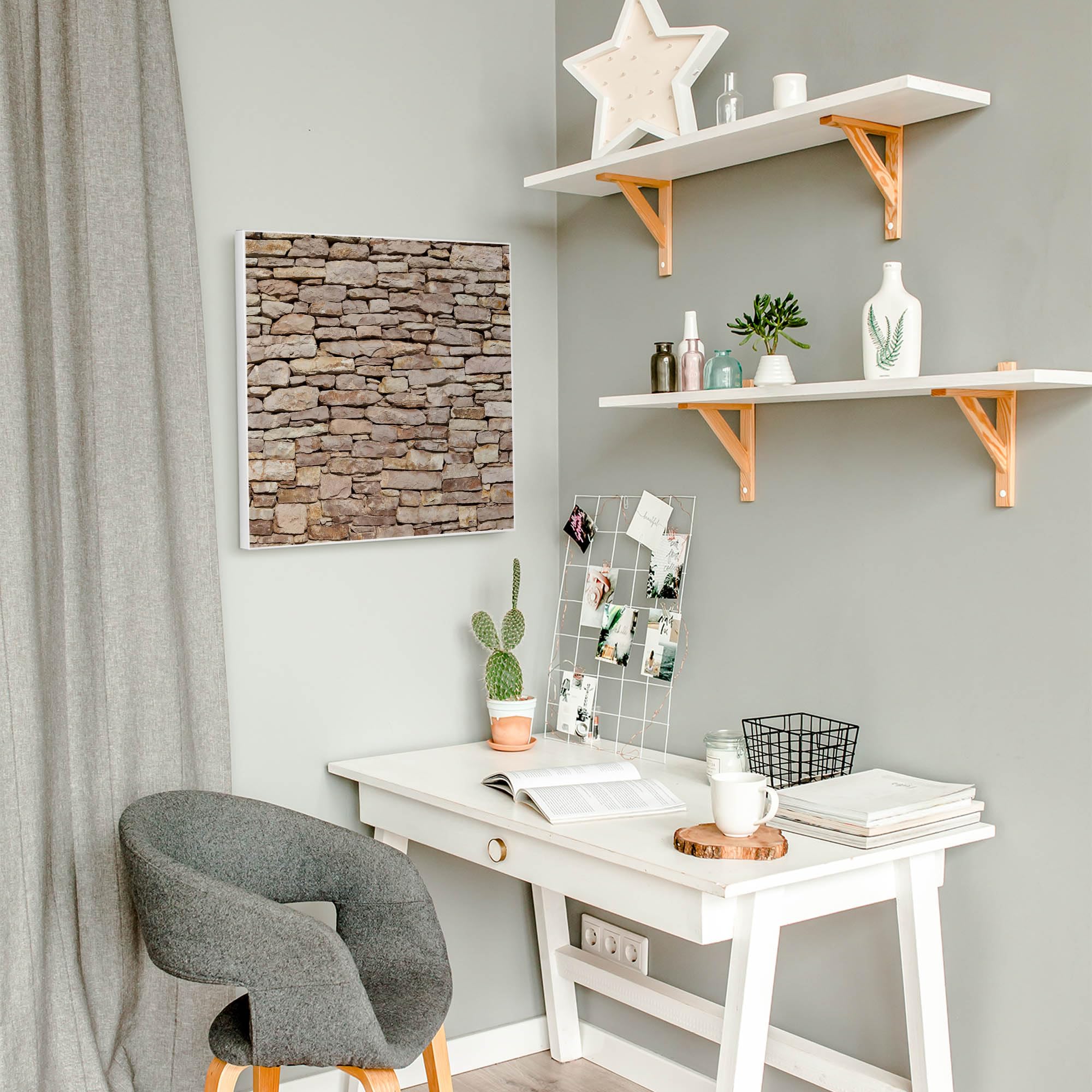 Banjado Magnettafel Stadtmauer Metall 50x50 cm mit Magneten