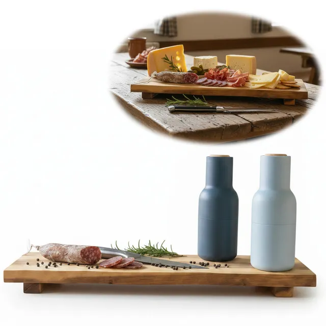 LS-LebenStil XL Vesperbrett Schneidebrett Akazie 53cm mit Füßen