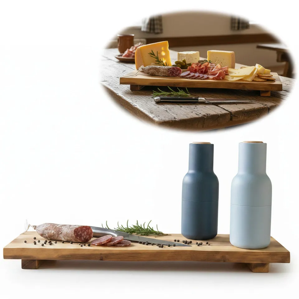LS-LebenStil XL Vesperbrett Schneidebrett Akazie 53cm mit Füßen