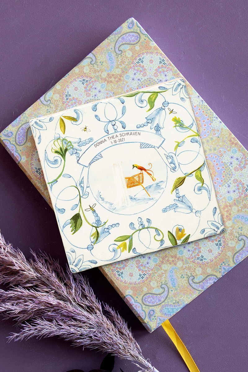 Storytiles Delft blue Een wondertje Wandfliese S 10x10 cm Baby