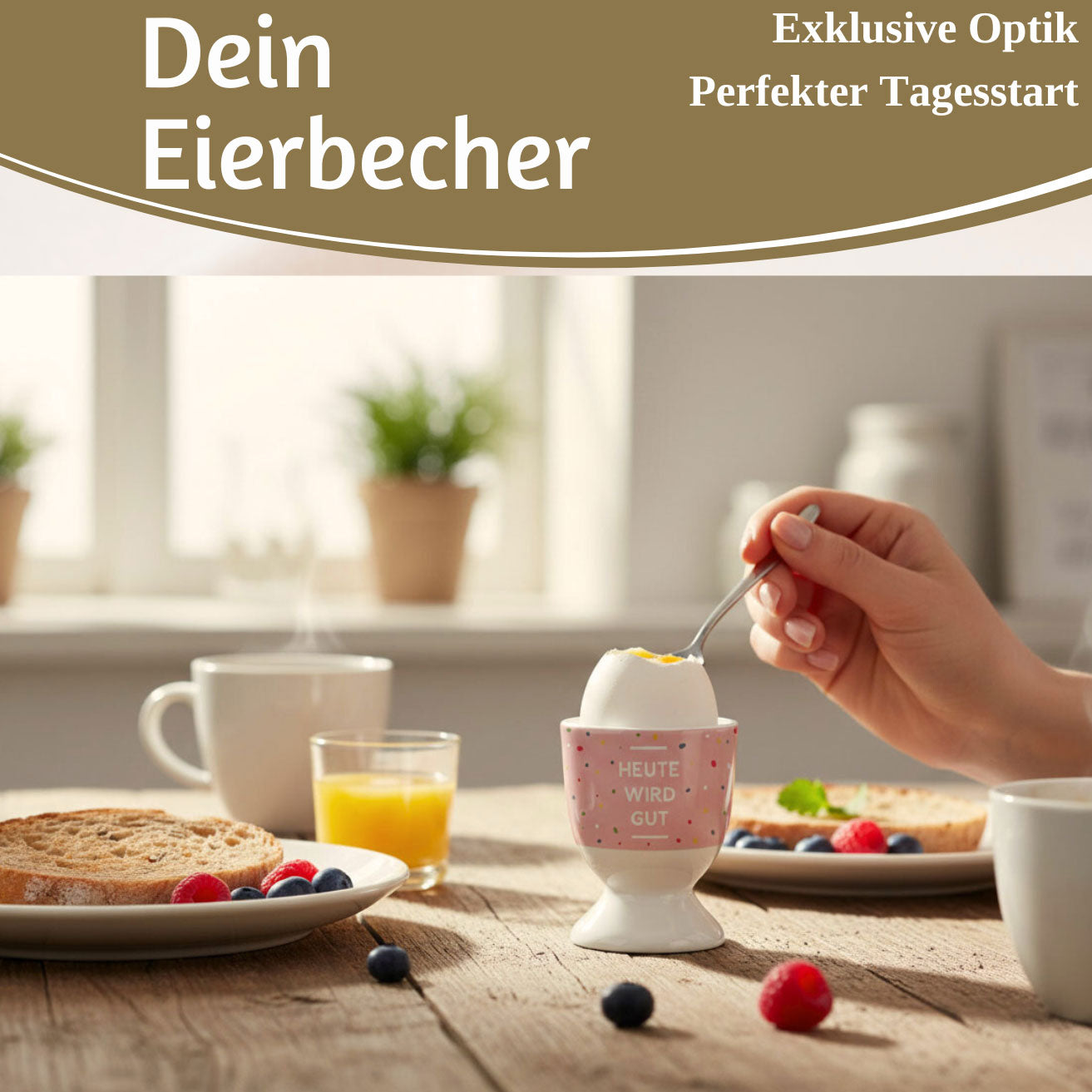 LS-LebenStil Küche & Haushalt Eierbecher Porzellan Heute wird gut