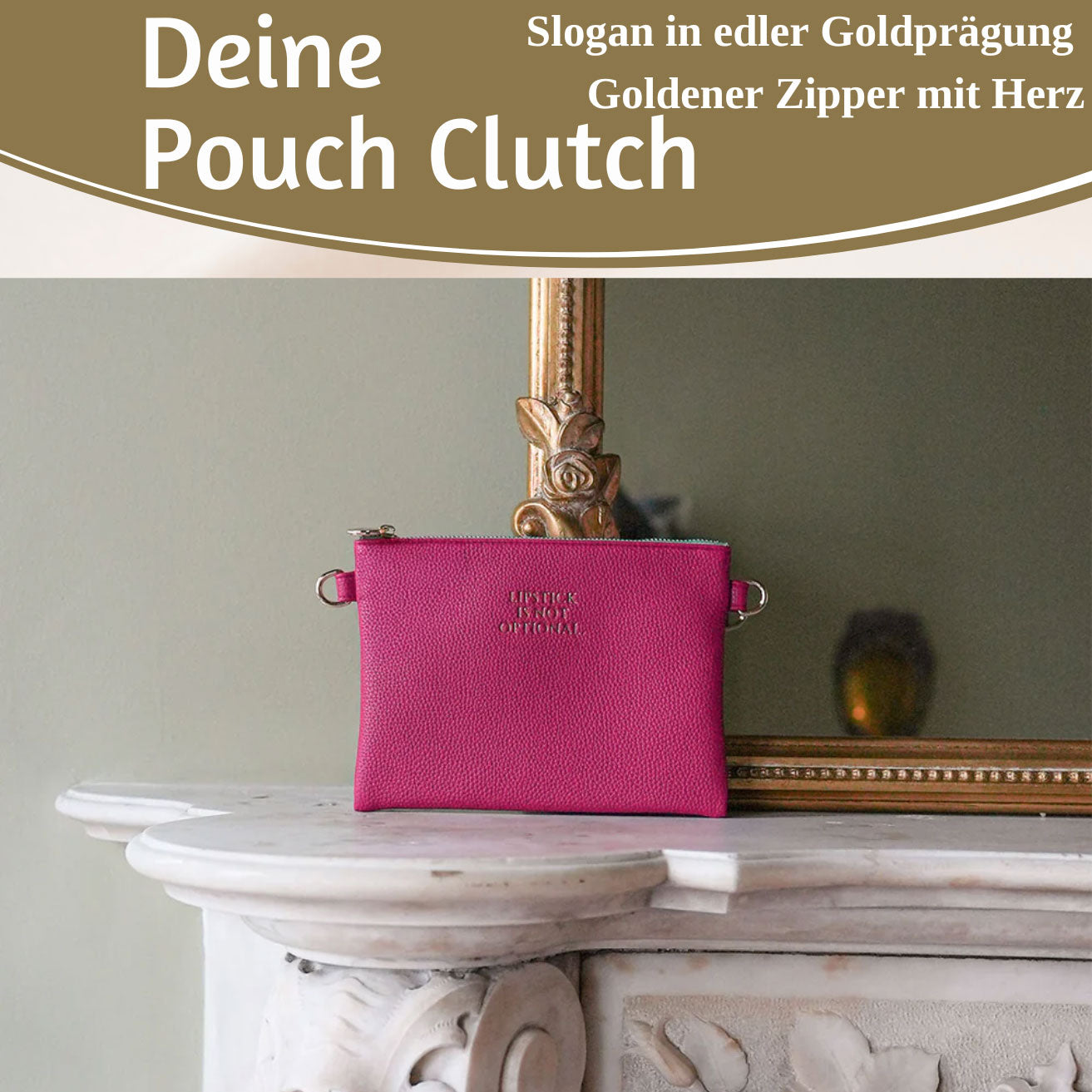 Mimi's Glow Clutch Lia Pink 22cm PU-Leder Handtasche
