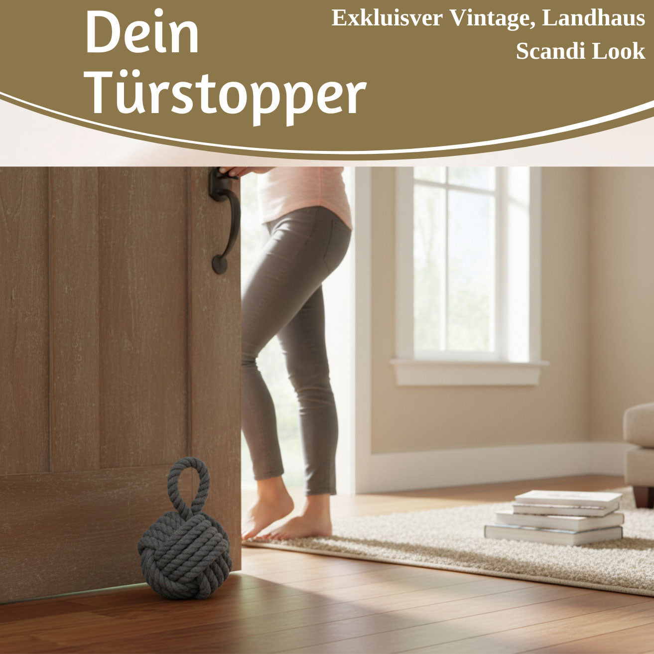 LS-LebenStil Möbel & Wohnen Türstopper Malmö Grau 23cm 1,3kg