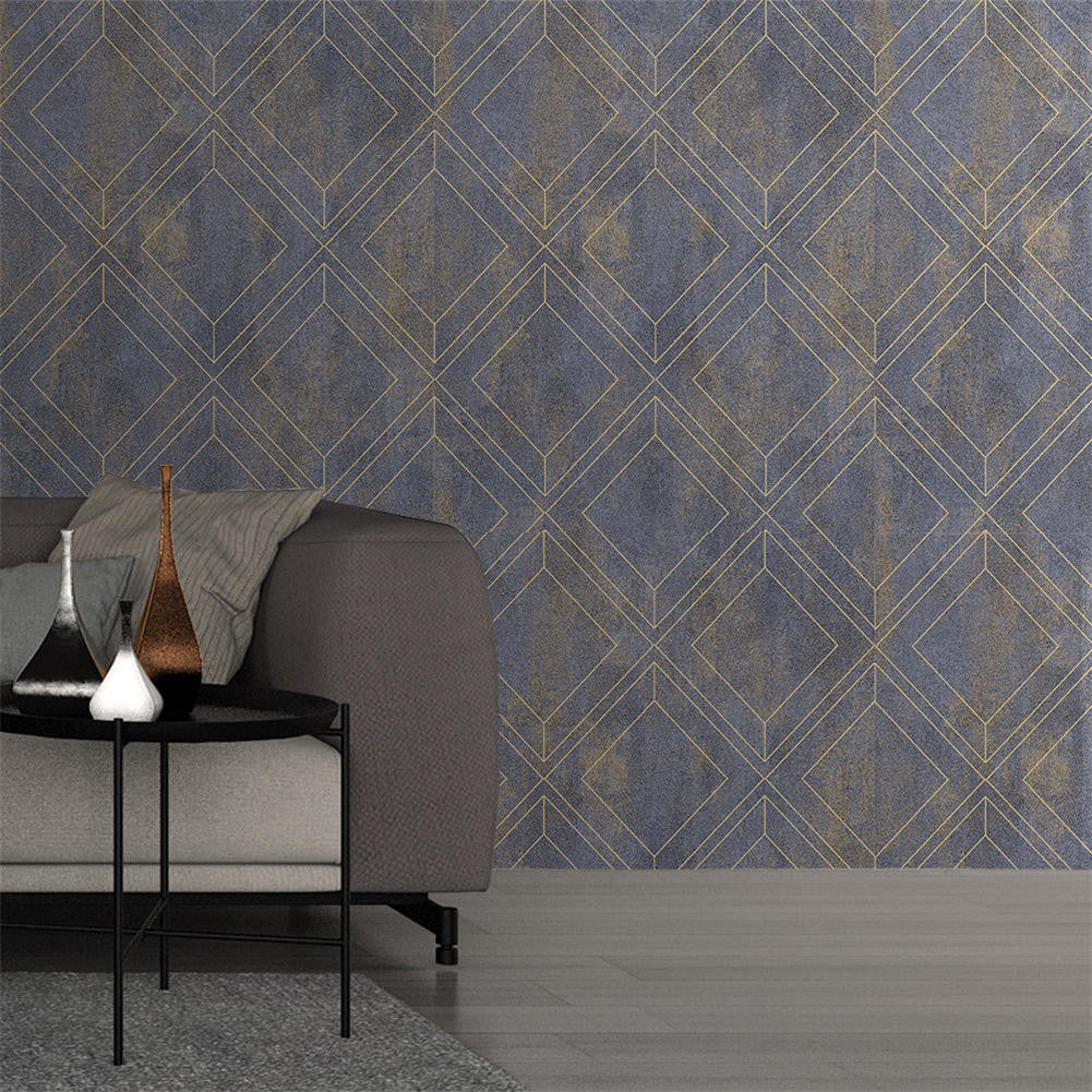 Mineheart Wallpaper Geometric Trellis Tapete Grau-Blau Vlies
