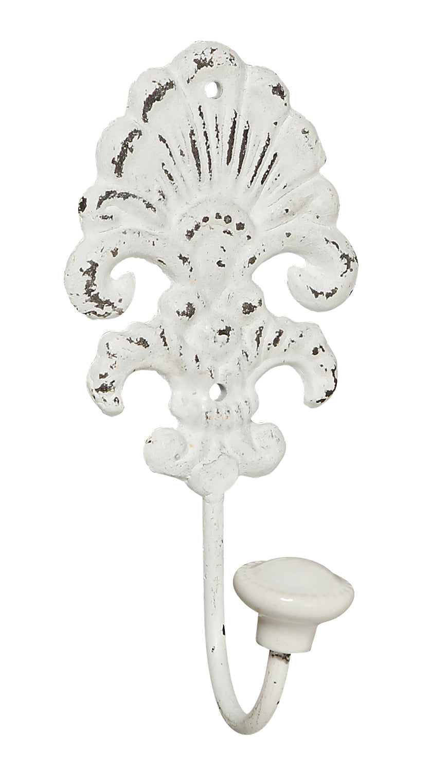 LS-LebenStil Vintage Kleiderhaken 15x7cm Weiß Blume 2er