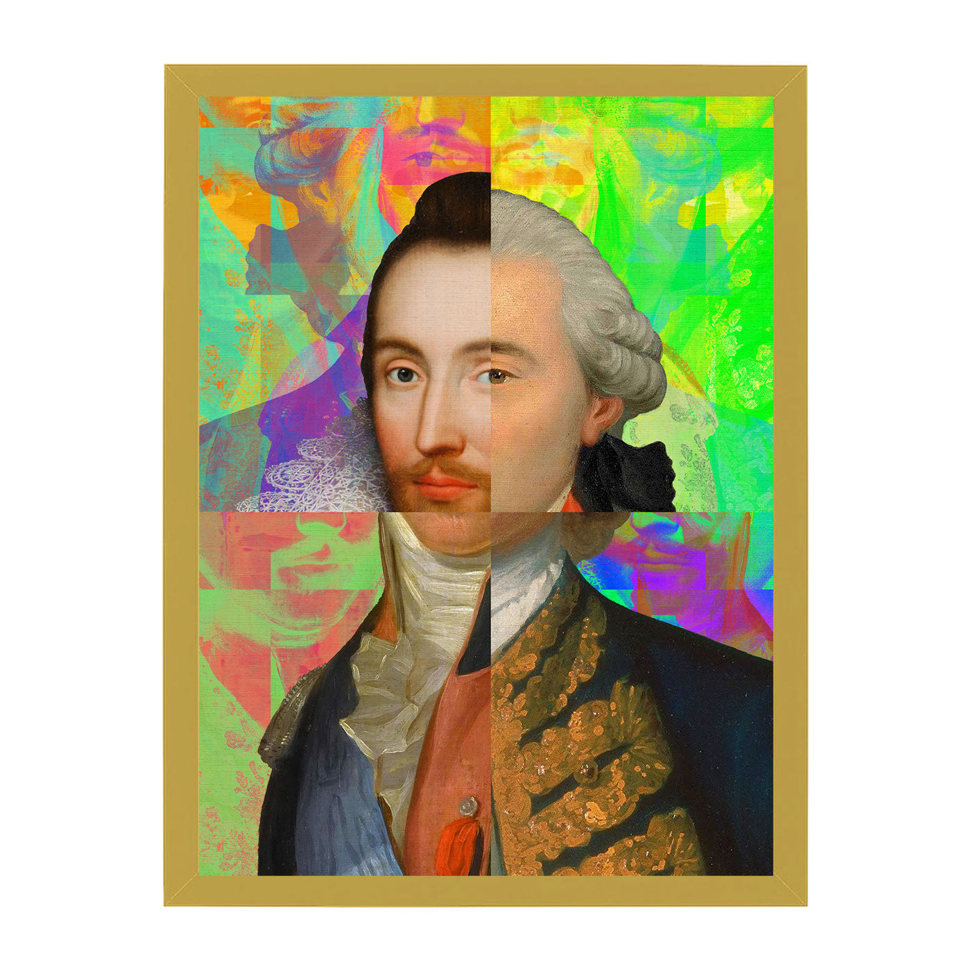Mineheart Gentleman Puzzled Wandbild Blau Gold 30x41 cm