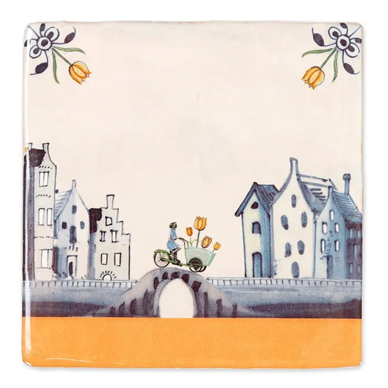 Storytiles Delft Blue Tulpen unterweg Fliese S 10x10 cm Bestseller